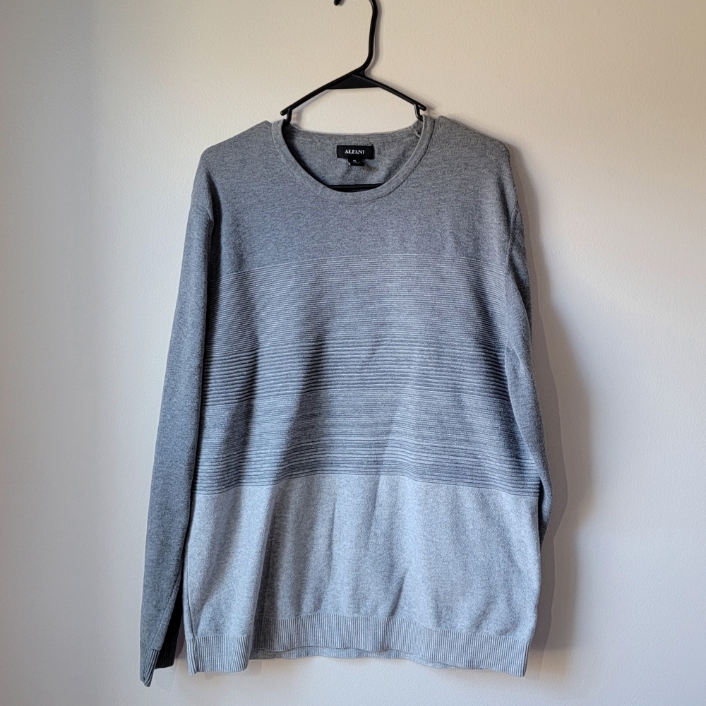 Alfani Men's Two-Tone Gray Crewneck Sweater Dize Xl